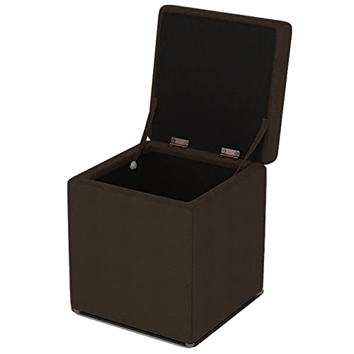 Pouf coffre de rangement en lin marron pour optimiser l'espace des petits salons