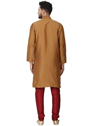 Image of SKAVIJ Men's Art Silk Woven Design Kurta Pajama Set Festive Jacquard 2-Piece Ethnic Dress