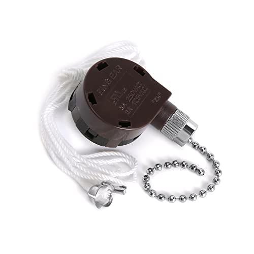 Image of Ceiling Fan Switch Set Zing Ear ZE-268S5 4 Speed 5 Wire Pull Chain Ceiling Fan Switch Speed Control Switch with Rope for Ceiling Fans, Wall Lamps, Cabinet Light, Nickel