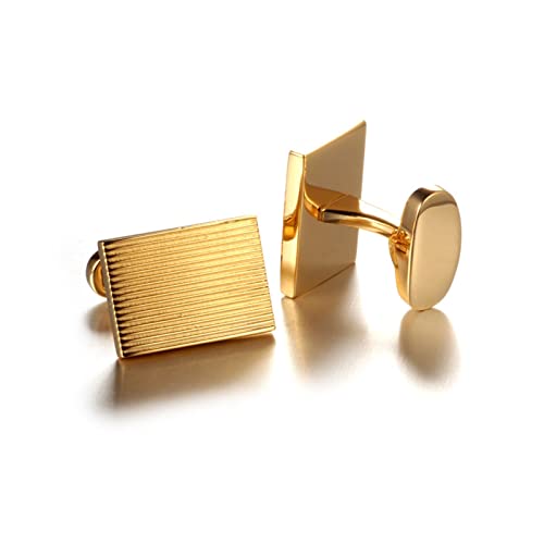 Mancuernillas Rectangulares Doradas para Hombre miniatura 3
