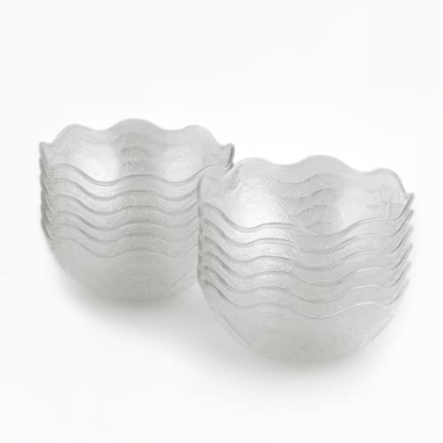 Homecredibles Decorative Party Bowls - Plastic Ice Cream Serving Bowls for Soup, Salad, Snack, Desserts, Candy - Clear Plastic - 12 Pack