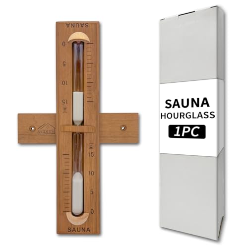 Asidius Red Cedar Sauna Timer, Wall-Mounted 360&deg; Rotating 15 Minute Sand Timer, Sauna Accessories...