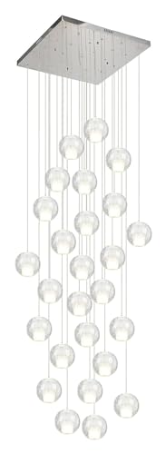 GONGKAI Lámpara de Techo de Cristal de Lujo, lámparas Colgantes de Techo Alto, Bola de Cristal con Semillas, Montaje Empotrado, lámpara Colgante Larga de Lujo para vestíbulo, Entrada, esca