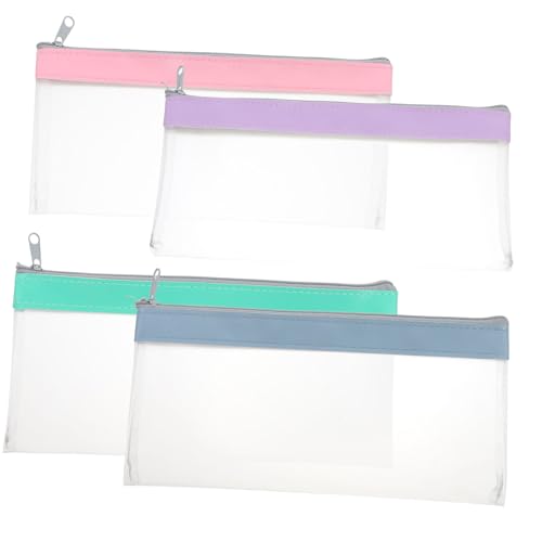 Beaupretty 4Pcs Transparent Budget Wallet with Zipper Reusable Money Envelope Pouch for Cash Checks Bank Use Versatile Storage Hazy