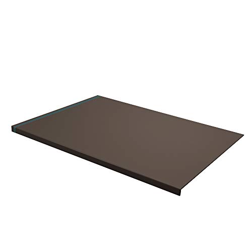 Eglooh - Urania Deluxe - Protector Mesa Escritorio en Cuero Gris Topo cm 70x50 - Antideslizante, Estructura Interna en Acero con Perfil Frontal en Forma de L, Costuras Azul - Hecho en Italia