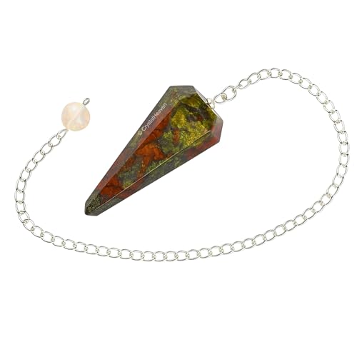 Image of Certified Dragon Bloodstone Pendulum Dowsing Tool - Natural Crystal Pendulum for Spiritual Guidance - Premium Dowser Pendulum for Accurate Divination and Energy Healing - Perfect for Energy Healing and Chakra Balancing - Handcrafted with Precision and Elegance
