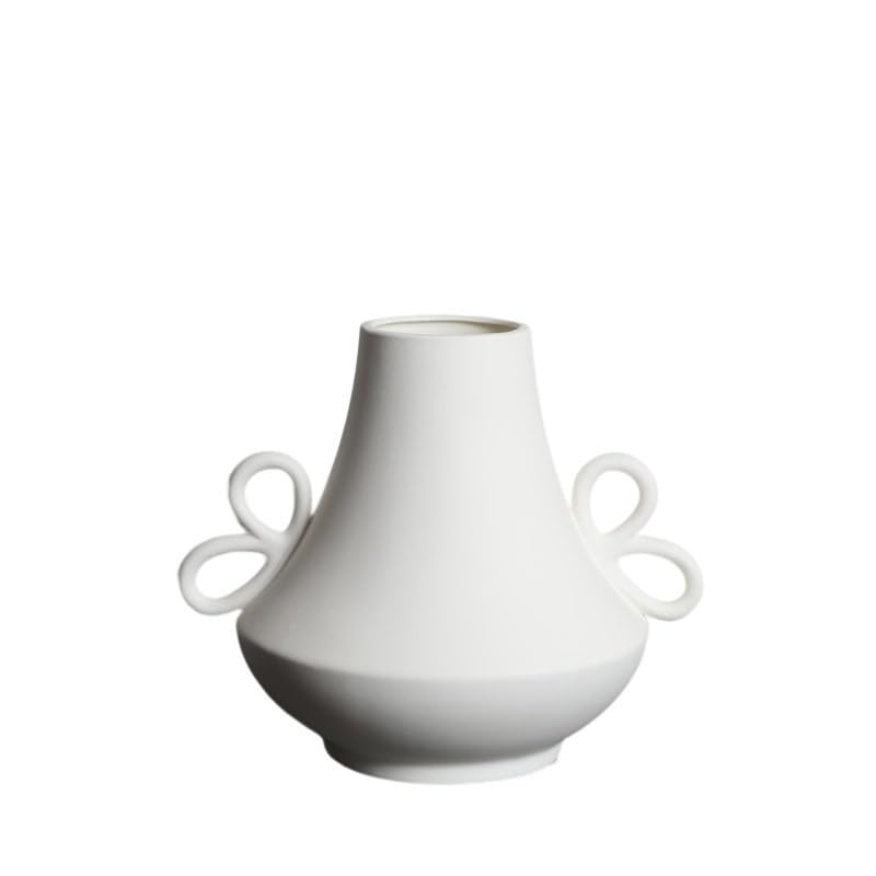 Vaso in Ceramica Bianca for Soggiorno, Ornamenti for Composizioni Floreali Secche(M)