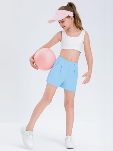 Haloumoning Girls Shorts Kids Casual High Waisted School Uniform Shorts with Pockets 5-14 Years4