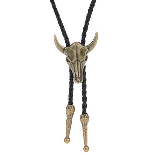Image of GelConnie Native American Bolo Tie Rodeo Cowboy Leather Necktie Western Necklace Costume Accessories for Men,Women