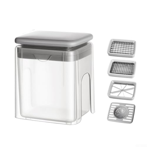 Startbuymore Picadora de verduras 4 en 1 con cortador de cebolla con dos opciones de cuchilla, base antideslizante, cubierta protectora y recipiente para atrapar jugos para un uso limpio y seguro