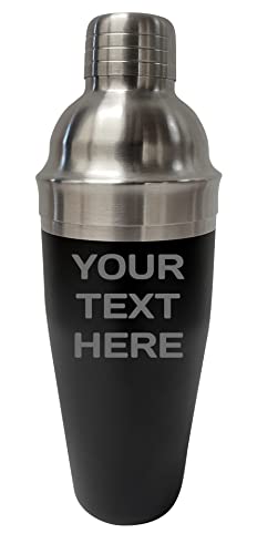 Custom Wedding 24 oz Stainless Steel Black Matte Cocktail Shaker Personalized With Custom Text