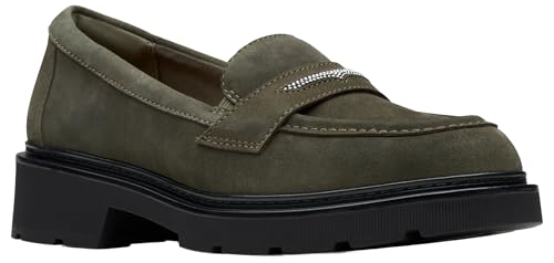 Clarks Lauryl Step Womens Dark Olive Sde, 5.5