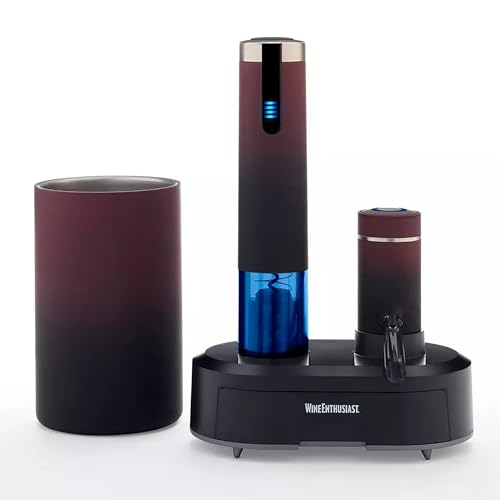 Wine Enthusiast Electric Blue Omega All-In-One Automatic Wine Opener & Preserver