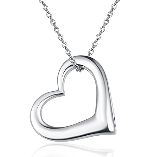 PRAYMOS 925 Sterling Silver Heart Urn Necklace for Ashes Cremation Jewelry for Ashes of Loved Ones Keepsake