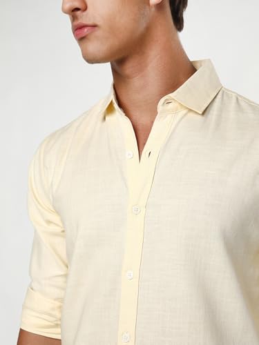 Image of Urbano Fashion Men's Linen Blend Full Sleeve Relaxed Fit Casual Solid Shirt
