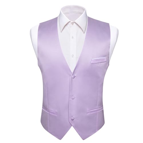 Image of Barry.Wang Mens Suit Vest Bow Tie Set 4PCS Formal V-neck Slim Fit Casual Solid Color Waistcoat Wedding Party Tuxedo