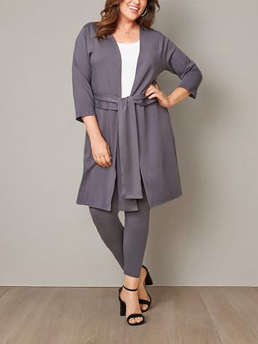 Fruit of the Loom Women's Plus Size Ponte Open Front Long Cardigan4