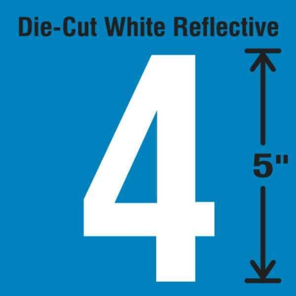 Die-Cut Reflective Number Label, 4, PK5
