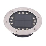 Spot LED solaire d'extérieur encastrable, éclairage rond, éclairage de sol, éclairage de chemin, étanche IP65, pour terrasse, jardin, clôture, pelouse, patio, cour, décoration de paysage