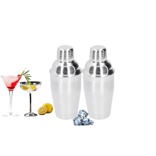 2Pcs Shaker da Cocktail in Acciaio Inox, Piccolo Martini Shaker Drink Shaker Mini Drink Mixer Shaker Set Bar Shaker per Bevande Miste 350ml