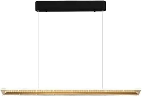 ASerZenith Lustre Simple Et Long, en Acrylique Ultra-Fin, Style Industriel Vintage, avec Bande Métallique Dorée Et Luminaires Suspendus LED, Compatible avec Îlot De Cuisine Ou Salle
