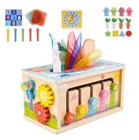 Cubo de motricidad y juguete de madera para niños de 6 a 12 meses educativo