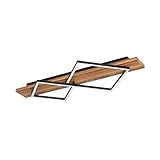 EGLO LED Deckenleuchte Boyal, Deckenlampe 2-flammig, Wohnzimmerlampe aus rustikalem Holz und schwarzem Metall, Lampe Decke FSC zertifiziert, warmweiß, 78 cm