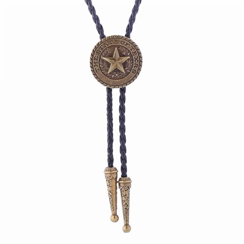 Western Cowboy Texas Style Vintage Bolo Tie for Men Women Texas Star Neckties Cowboy Necklace