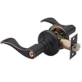 1 Pack of HENYIN Wave Lever Keyed Entry Door Lock/Door Knob Hardware Handle and Closet Lockset, Black Color, with Key,Left Hand(805ORB-L)