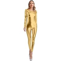 Alvivi Mono de Brillante Metálico para Mujer Maillot de Gimnasia