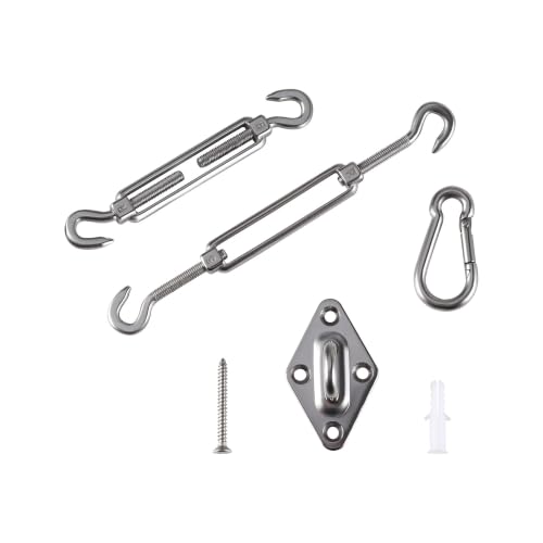 Turnbuckle de acero inoxidable 304 con placas y ganchos para toldo miniatura 4