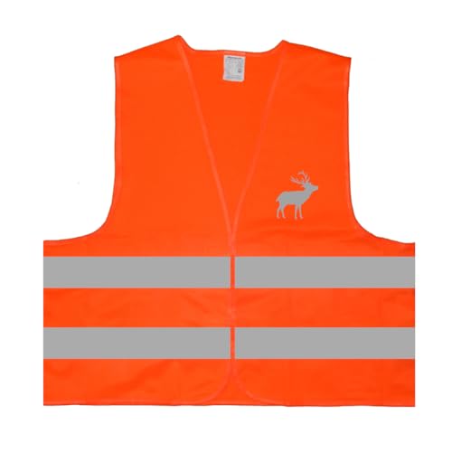Hirsch Jagd Warnweste BZW. Signalweste mit reflektierendem Aufdruck - Größe L/XL, Orange