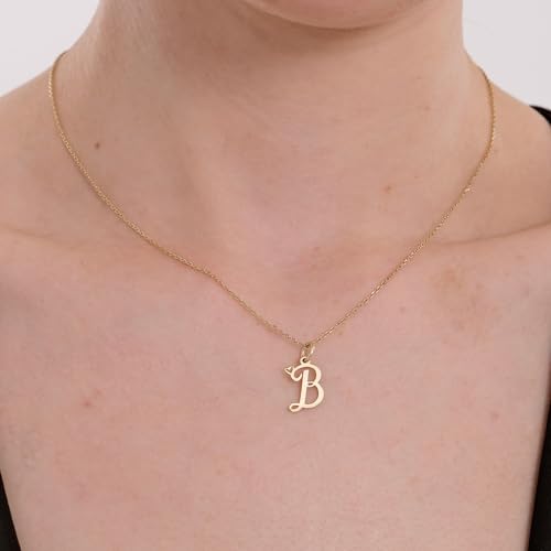 14K Solid Gold or Gold Plated Cursive Initial Necklace, Mom Initial Necklace, Letter Necklace with Tiny Heart Charm, June Birthstone, Gift for Woman3