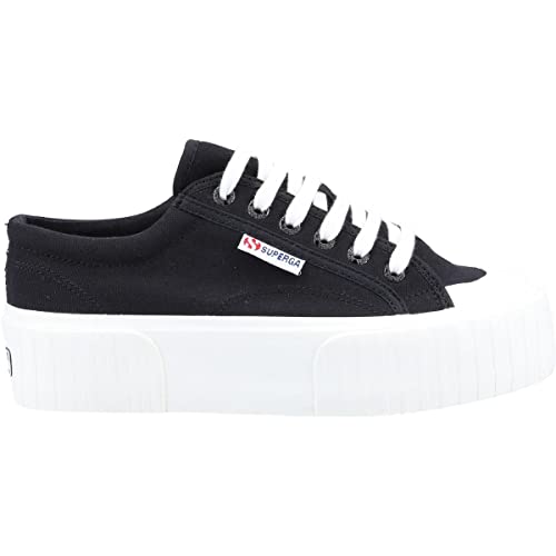 Superga 2631 Stripe Platform Ladies Trainers Black/White 5