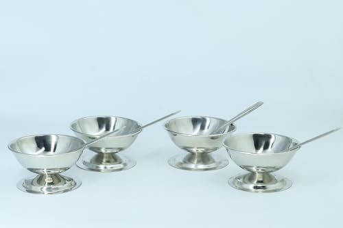 Image of Stainless Steel Icecream Tea Cup 135ml Set of 4pcs Ideal for Tea | chai | Coffee | Home | Party | Restaurant | Gifting | Special Occasion