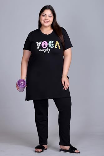Image of In Love Women's Plus Size Graphic Printed Cotton Night Suit Set Short Sleeve