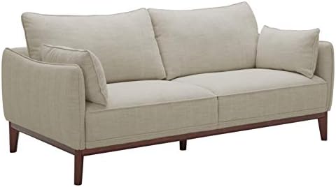 Amazon Brand – Stone & Beam Hillman Mid-Century Sofa Couch with Wood Base and Legs, 78"W, Ivory
