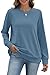 RUMIA Crewneck Fall Sweatshirts for Women Trendy- Women's Plain Long Sleeve Pullover Tops with Pockets Fashion Dustyblue