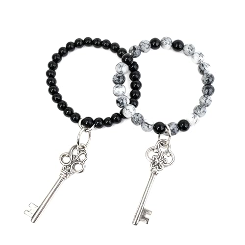 Image of 27. UI778 Black and White Circle Double Layer Key Chain with Monochromatic Scheme