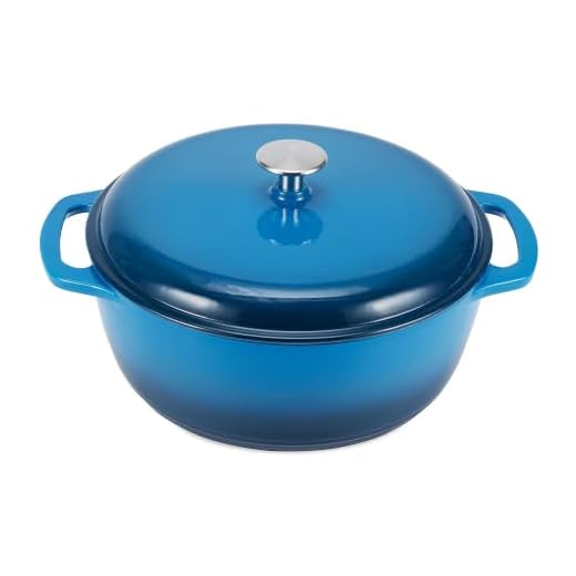 AmazonBasics Enameled Cast Iron Dutch Oven - 6-Quart, Blue