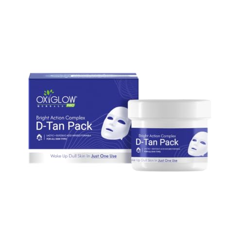 Image of OxyGlow Herbals Bright Action Complex D-Tan Pack 500g | Bright Action Complex | Lactic & Glycolic Acid Infused Formula | Helps Reduce Tan and Dullness | For Brighter, Smoother-Looking Skin | All Skin Types