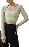[XEXYMIX] ヨガウェア トップス 長袖 ボレロ ジャケット カーディガン レディース XWFLT06H3 クロップド丈 L フォグ・グリーン