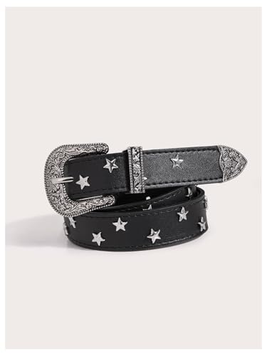 Women's Star Leather Belt Metal Buckle Cowgirl Western Belts for Jeans Dress Skirt2