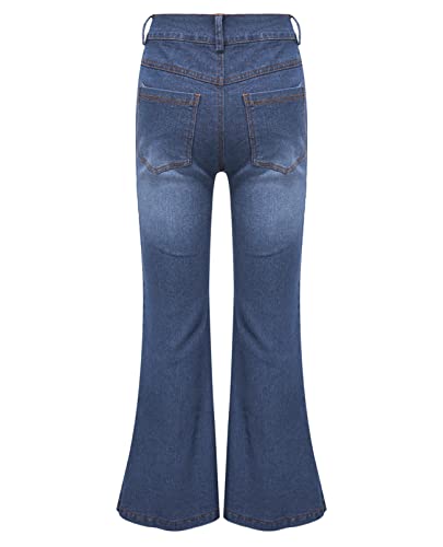 Linjinx Kids Girls Bell-Bottom Slit Hem Jeans Flare Casual Denim Pants Trousers2