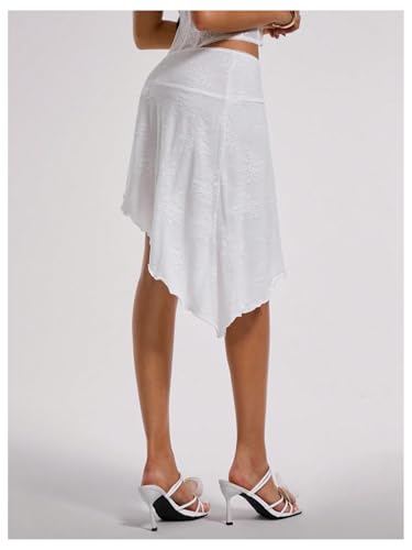 Milumia Women's Floral Pearl Split Asymmetrical Skirt Low Waist Knee Length Summer Skirts3