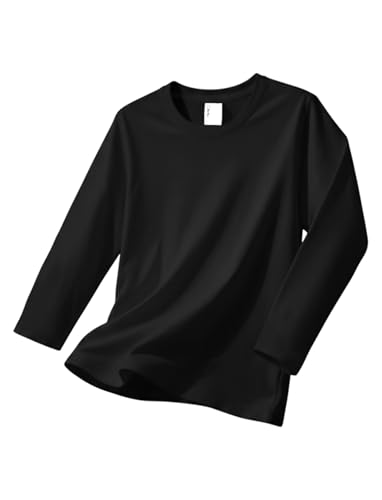 Image of PATPAT Boys Long Sleeve Shirts Cotton Solid Crew Neck Basic Shirts 5-16 Years