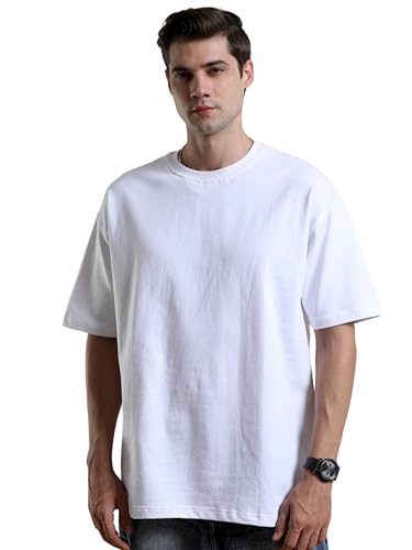 Image of Men's 240 GSM Cotton Oversized Tee - Heavyweight Bio-Washed Fabric | Premium Street Style | Super Soft, Thick & Breathable T-Shirt
