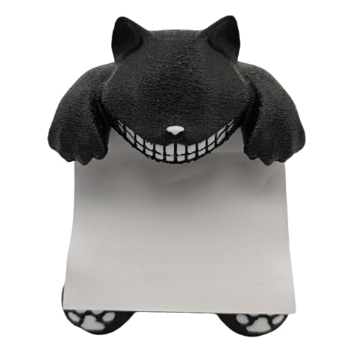 Bedudle Black Grinned Cat Sticky Note Dispenser - Cute Pop Up Sicky Note Holder for Office Desk, 3x3 in