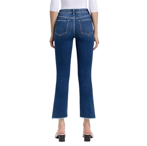 Flying Monkey Women's High-Rise Raw Step Hem Cropped Slim Straight Leg Jeans3