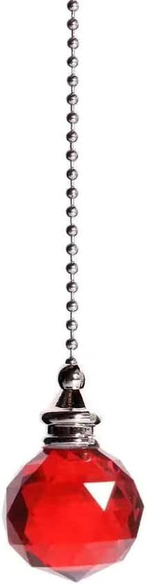 Crystal Fan Pull Chain Extension – 30mm Color Glass Faceted Ball Pendant with Connector for Ceiling Light and Fan Chains